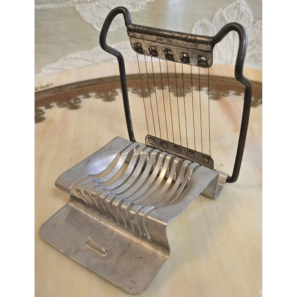 Vintage Egg Slicer Retro Manual Wire Kitchen Tool Mid Century Metal